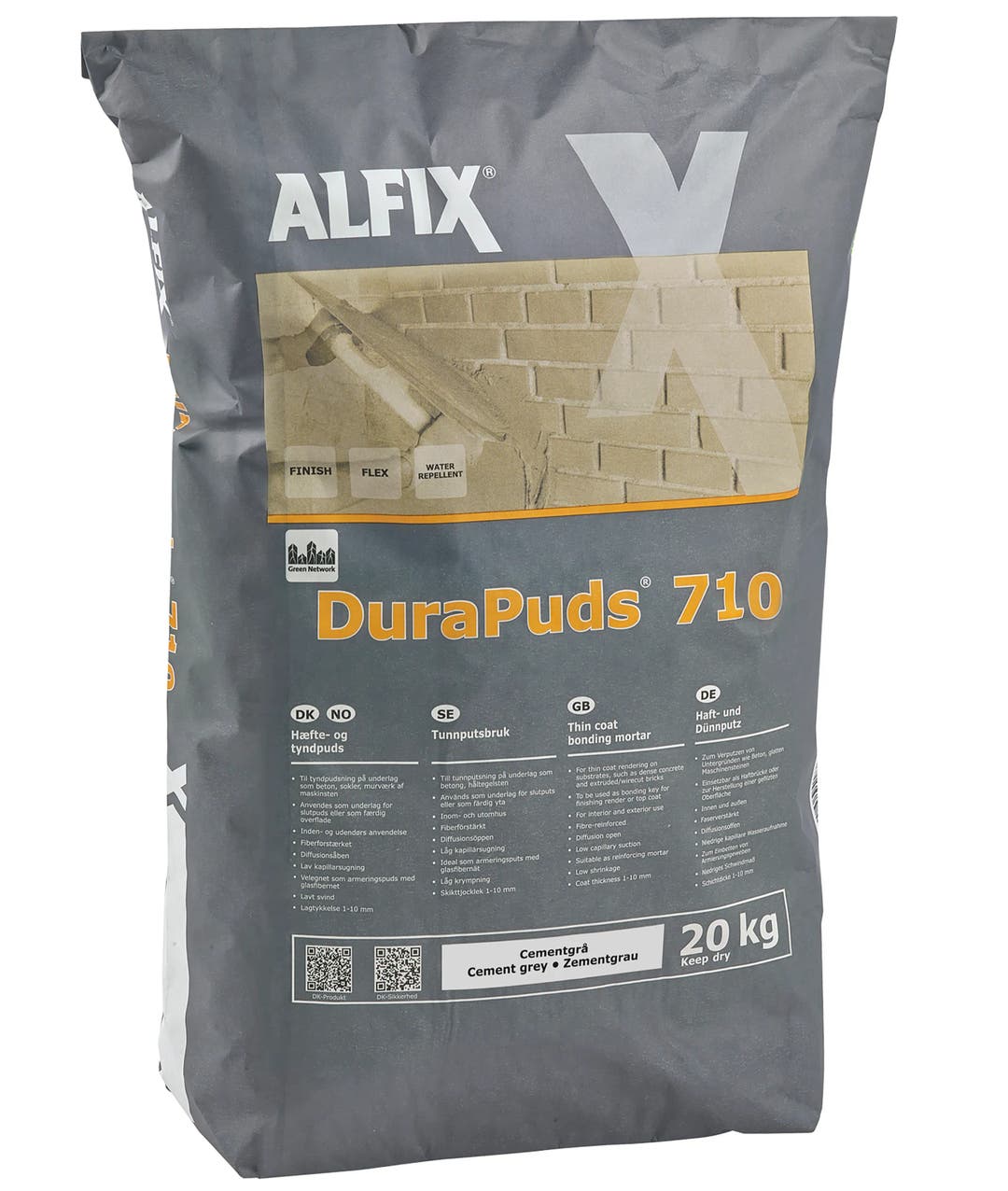 DuraPuds 710, Tunnputs,cementgrå 20kg - Putsbruk och putstillbehör 1